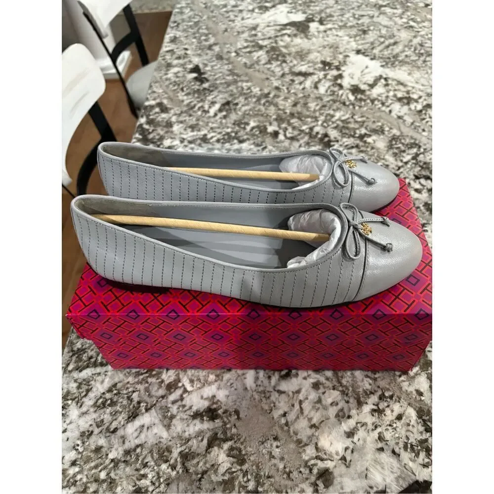 NWT Tory Burch Cap-Toe Quilted Ballet Flats